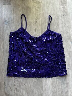 NWOT Lipsy Purple Sequin mermaid Cami Top Size Large